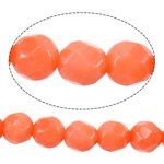 Natürliche Korallen Perlen, rund, facettierte, rote Orange, 4mm, Bohrung:ca. 1mm, Länge ca. 16 ZollInch, 10SträngeStrang/Menge, ca. 101PCs/Strang, verkauft von Menge