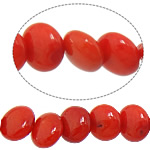 Grânulos corais naturais, Coral natural, Roda plana, vermelho, 3x6mm, Buraco:Aprox 1mm, comprimento Aprox 15.5 inchaltura, 10vertentespraia/Lot, Aprox 71PCs/Strand, vendido por Lot