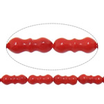 Grânulos corais naturais, Coral natural, Bamboo, vermelho, 5x10mm, Buraco:Aprox 0.8mm, comprimento Aprox 16.2 inchaltura, 10vertentespraia/Lot, Aprox 41PCs/Strand, vendido por Lot