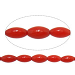 Natürliche Korallen Perlen, oval, rot, 3x6mm, Bohrung:ca. 0.8mm, Länge ca. 15.2 ZollInch, 10SträngeStrang/Menge, ca. 64PCs/Strang, verkauft von Menge