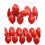 Abalorios de Coral, Coral natural, Gota, Rojo, 9x5mm, agujero:aproximado 1mm, longitud 14 Inch, 10Strandsfilamento/Grupo, aproximado 112PCs/Sarta, Vendido por Grupo