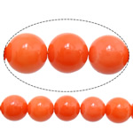 Abalorios de Coral, Coral natural, Esférico, naranja rojizo, 8mm, agujero:aproximado 1mm, longitud aproximado 16 Inch, 10Strandsfilamento/Grupo, aproximado 50PCs/Sarta, Vendido por Grupo