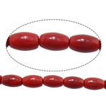 Grânulos corais naturais, Coral natural, Oval, vermelho, 6x9mm, Buraco:Aprox 1mm, comprimento Aprox 16 inchaltura, 10vertentespraia/Lot, Aprox 45PCs/Strand, vendido por Lot