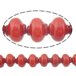 Grânulos corais naturais, Coral natural, Lanterna, vermelho, 7x6mm, Buraco:Aprox 1mm, comprimento Aprox 15.5 inchaltura, 10vertentespraia/Lot, Aprox 71PCs/Strand, vendido por Lot