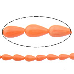 Grânulos corais naturais, Coral natural, Lágrima, laranja, 9x5mm, Buraco:Aprox 0.5mm, comprimento Aprox 16 inchaltura, 10vertentespraia/Lot, Aprox 46PCs/Strand, vendido por Lot