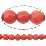 Perles en corail naturel, Rond, facettes, rouge, 3mm, Trou:Environ 0.5mm, Longueur Environ 15.5 pouce, 10Strandstoron/lot, Environ 131PC/brin, Vendu par lot