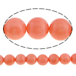 Natural Coral Helmet, Pyöreä, punertavan oranssi, 10mm, Reikä:N. 1mm, Pituus N. 15.5 tuuma, 10säikeet/erä, N. 43PC/Strand, Myymät erä