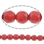 Perles en corail naturel, Rond, facettes, rouge, 6mm, Trou:Environ 0.5mm, Longueur Environ 16 pouce, 10Strandstoron/lot, Environ 69PC/brin, Vendu par lot