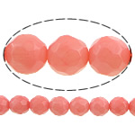 Perles en corail naturel, Rond, facettes, rouge lotus, 7mm, Trou:Environ 0.5mm, Longueur Environ 16 pouce, 10Strandstoron/lot, Environ 59PC/brin, Vendu par lot