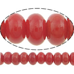 Natuurlijke koraal kralen, Natuurlijke Coral, Rondelle, rood, 6x4mm, Gat:Ca 0.5mm, Lengte Ca 16 inch, Ca 10strengen/Lot, Ca 143pC's/Strand, Verkocht door Lot