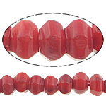 Natuurlijke koraal kralen, Natuurlijke Coral, Rondelle, gefacetteerde, rood, 9x6mm, Gat:Ca 0.5mm, Lengte Ca 16 inch, 10strengen/Lot, Ca 66PC/Strand, Verkocht door Lot