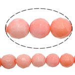 Perles en corail naturel, Rond, facettes, rose, 6mm, Trou:Environ 0.5mm, Longueur Environ 16 pouce, 10Strandstoron/lot, Environ 71PC/brin, Vendu par lot