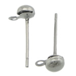 Stainless Steel Earring Stud Component 316 Stainless Steel Flat Round with loop original color Approx 1.2mm Sold By Bag