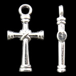 Zinklegierung Kreuz Anhänger, silberfarben plattiert, frei von Nickel, Blei & Kadmium, 11x20x3mm, Bohrung:ca. 2mm, ca. 1078PCs/kg, verkauft von kg