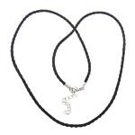 Moda collana cavo, corda in nylon, with ferro, ottone laccetto, with 2 Inch extender chain, nero, 2mm, 11x6mm, Lunghezza 19 pollice, 100Strandstrefolo/lotto, Venduto da lotto