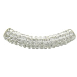 Coirníní Práis Tube, Prás, le réiteodh cré rhinestone, le rhinestone, bán, nicil, luaidhe & caidmiam saor in aisce, 48x10mm, Poll:Thart 4mm, 30ríomhairí pearsanta/Mála, Díolta De réir Mála