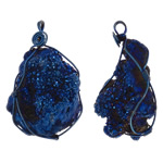 Quartz naturel Druzy Pendentifs, quartz clair, pepite, 33.50x53x25mm, Trou:Environ 5mm, 20PC/lot, Vendu par lot