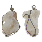 Naturlig Quartz Druzy Pendler, Clear Quartz, Nuggets, 26x57x24mm, Hole:Ca. 5mm, 10pc'er/Lot, Solgt af Lot