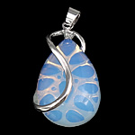 Sea Opal Μενταγιόν, με Ορείχαλκος, Teardrop, χρώμα επιπλατινωμένα, 21.50x33x11mm, Τρύπα:Περίπου 4x6mm, 20PCs/Παρτίδα, Sold Με Παρτίδα