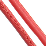 Cordon en cuir, cuir PU, rouge, 5mm, 100m/lot, Vendu par lot