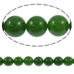 Jade kralen, Ronde, groen, 12mm, Gat:Ca 1mm, Lengte Ca 15 inch, 5strengen/Lot, Verkocht door Lot