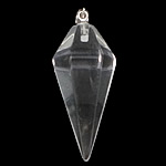 Natuurlijke Quartz Hangers, Bergkristal, met Messing, Bicone, platinum plated, 14x34mm, Gat:Ca 3x4mm, 20pC's/Lot, Verkocht door Lot