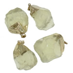 Pendentifs quartz naturel, quartz citron, avec alliage de zinc, dorure, 24x43-24x48mm, Trou:Environ 10x6mm, 20PC/lot, Vendu par lot