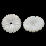 Naturliga vita Snäckskalspärlor, White Shell, Blomma, Sned, 10.50x2mm, Hål:Ca 0.8mm, 50PC/Bag, Säljs av Bag