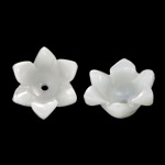 Natural White Helmiäinen, Valkoinen kuori, Kukka, Carved, nikkeli, lyijy ja kadmium vapaa, 9x9x5mm, Reikä:N. 0.8mm, 50PC/laukku, Myymät laukku