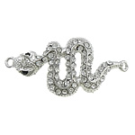 Connecteur en alliage de Zinc animal, serpent, Placage de couleur platine, avec strass & boucle de 1/1, protéger l'environnement, sans nickel, plomb et cadmium, 52x28x4mm, Trou:Environ 3mm, 50PC/lot, Vendu par lot