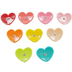 resina, Cuore, con strass, colori misti, 17x21mm, Appross. 500PC/borsa, Venduto da borsa