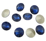 Crystal Kapusit, Kristalli, Litteä pyöreä, Rivoli takaisin & kasvot, Tumma Sapphire, 12x12x6mm, 288PC/laukku, Myymät laukku