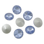 Cabochons en cristal, Plat rond, dos de Rivoli & facettes, LT saphir, 12x12x6mm, 288PC/sac, Vendu par sac