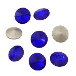 Cabochons en cristal, Plat rond, dos de Rivoli & facettes, Saphir foncé, 12x12x6mm, 300PC/sac, Vendu par sac