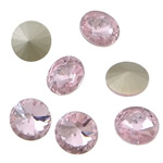 Kristall Cabochons, Flat Round, rivoli tillbaka & fasetterad, Lt Rose, 12x12x6mm, 288PC/Bag, Säljs av Bag