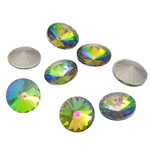 Kristall Cabochons, Flat Round, färgrik pläterade & rivoli tillbaka & fasetterad, Kristall, 12x12x6mm, 288PC/Bag, Säljs av Bag