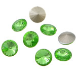 Crystal Cabochoner, Krystal, Flad Rund, rivoli tilbage & facetteret, Fern Green, 12x12x6mm, 288pc'er/Bag, Solgt af Bag