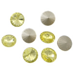 Cabochons en cristal, Plat rond, dos de Rivoli & facettes, Couleur jonquille, 12x12x6mm, 288PC/sac, Vendu par sac