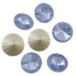 Cabochons en cristal, Plat rond, dos de Rivoli & facettes, LT saphir, 8x8x6mm, 720PC/sac, Vendu par sac