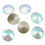 Crystal Cabochoner, Krystal, Flad Rund, rivoli tilbage & facetteret, Crystal AB, 8x8x4mm, 720pc'er/Bag, Solgt af Bag