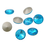 Cabochões de cristal, Roda plana, Rivoli volta & facetada, aguamarinha, 8x8x6mm, 720PCs/Bag, vendido por Bag