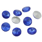 Cabochons en cristal, Plat rond, dos de Rivoli & facettes, Saphir foncé, 14x14x6mm, 144PC/sac, Vendu par sac