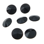 Cabochões de cristal, Roda plana, Rivoli volta & facetada, Preto, 14x14x6mm, 144PCs/Bag, vendido por Bag