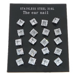 Stainless Steel Stud Earrings 316L Stainless Steel with cubic zirconia clear Sold By Lot