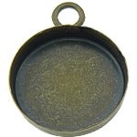 Messing vedhæng Fund, Flad Rund, antik bronze farve forgyldt, bly & cadmium fri, 17x22x3mm, Hole:Ca. 3mm, Indvendig diameter:Ca. 16mm, 300pc'er/Lot, Solgt af Lot