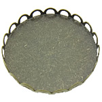 Messing Cabochon Instellingen, Rond plat, antiek brons plated, platte achterkant, lood en cadmium vrij, 26x26x3mm, Binnendiameter:Ca 25mm, 400pC's/Lot, Verkocht door Lot