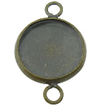 Monture de connecteur en laiton, Plat rond, Plaqué de couleur de bronze antique, boucle de 1/1, sans plomb et cadmium, 14x22mm, Trou:Environ 3mm, Diamètre intérieur:Environ 12mm, 300PC/lot, Vendu par lot