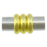 Messing magnetische sluiting, Buis, plated, two tone, nikkel, lood en cadmium vrij, 20x10mm, Gat:Ca 6mm, 60pC's/Lot, Verkocht door Lot