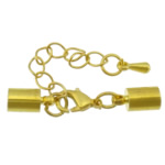 Brass Αστακός Claw Cord Κούμπωμα, Ορείχαλκος, χρώμα επίχρυσο, με ακραίο πώμα, νικέλιο, μόλυβδο και κάδμιο ελεύθεροι, 34mm, 10x5mm, Εσωτερική διάμετρος:Περίπου 4.5mm, 200Σετ/Παρτίδα, Sold Με Παρτίδα