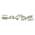 Brass Αστακός Claw Cord Κούμπωμα, Ορείχαλκος, χρώμα επάργυρα, με την άκρη καλώδιο, νικέλιο, μόλυβδο και κάδμιο ελεύθεροι, 34mm, 12x5mm, Εσωτερική διάμετρος:Περίπου 4.5mm, 300Σετ/Παρτίδα, Sold Με Παρτίδα